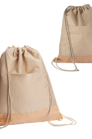 Sacola/Mochila em Poliéster 600D e Cortiça (34x38cm)
