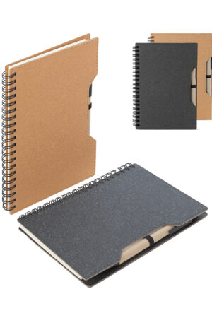 Caderno capa em papelão reciclado com caneta