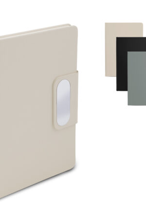 Caderno em PU com placa em metal