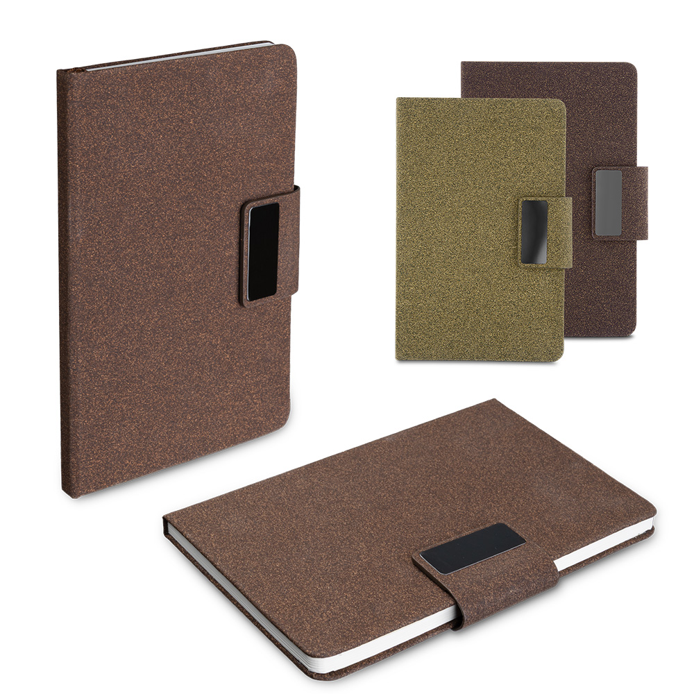 Caderno A5 em PU e fibra de café ou chá