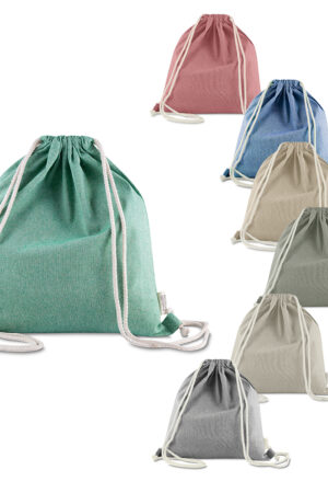 Sacola/Mochila em algodão mescla reciclado 140g/m²