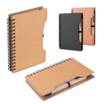 Caderno A6 capa em papelão reciclado com caneta