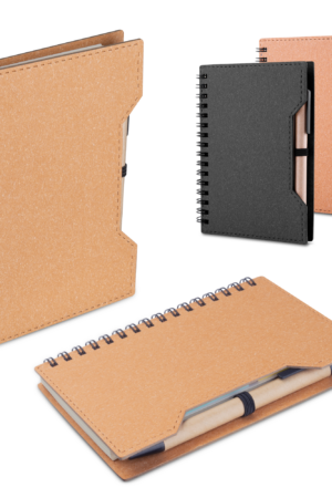 Caderno A6 capa em papelão reciclado com caneta